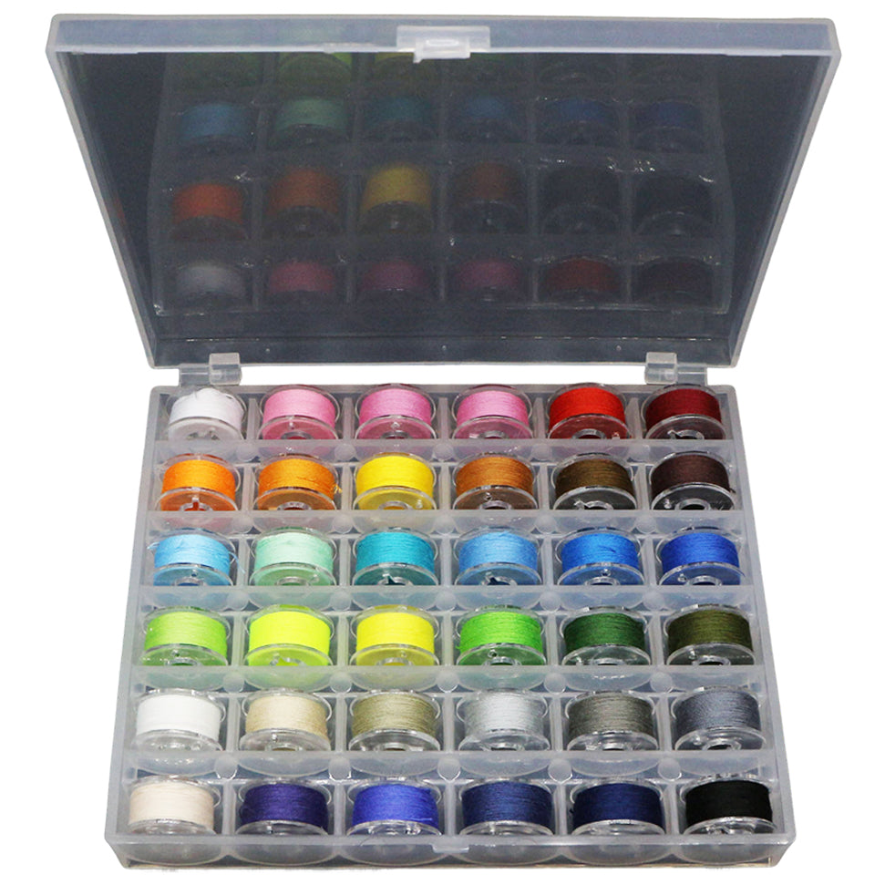 Size A Prewound Bobbin Thread for Brother Sewing Machines with Clear Storage Case, Pack of 25