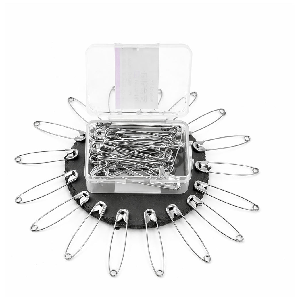 Heavy Duty Stainless Steel Safety Pins 2.2 Inch Large Safety Pins for Sewing Diapers and Crafts, Pack of 80