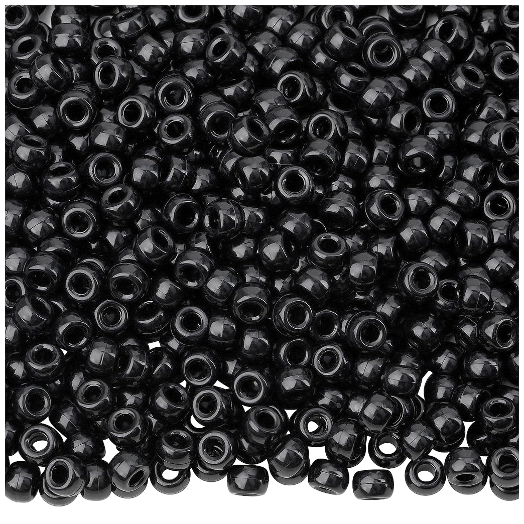 Acrylic Pony Beads 9mm Large Hole Plastic Beads for Bracelets Hair Braids Crafts DIY Projects, Pack of 1000