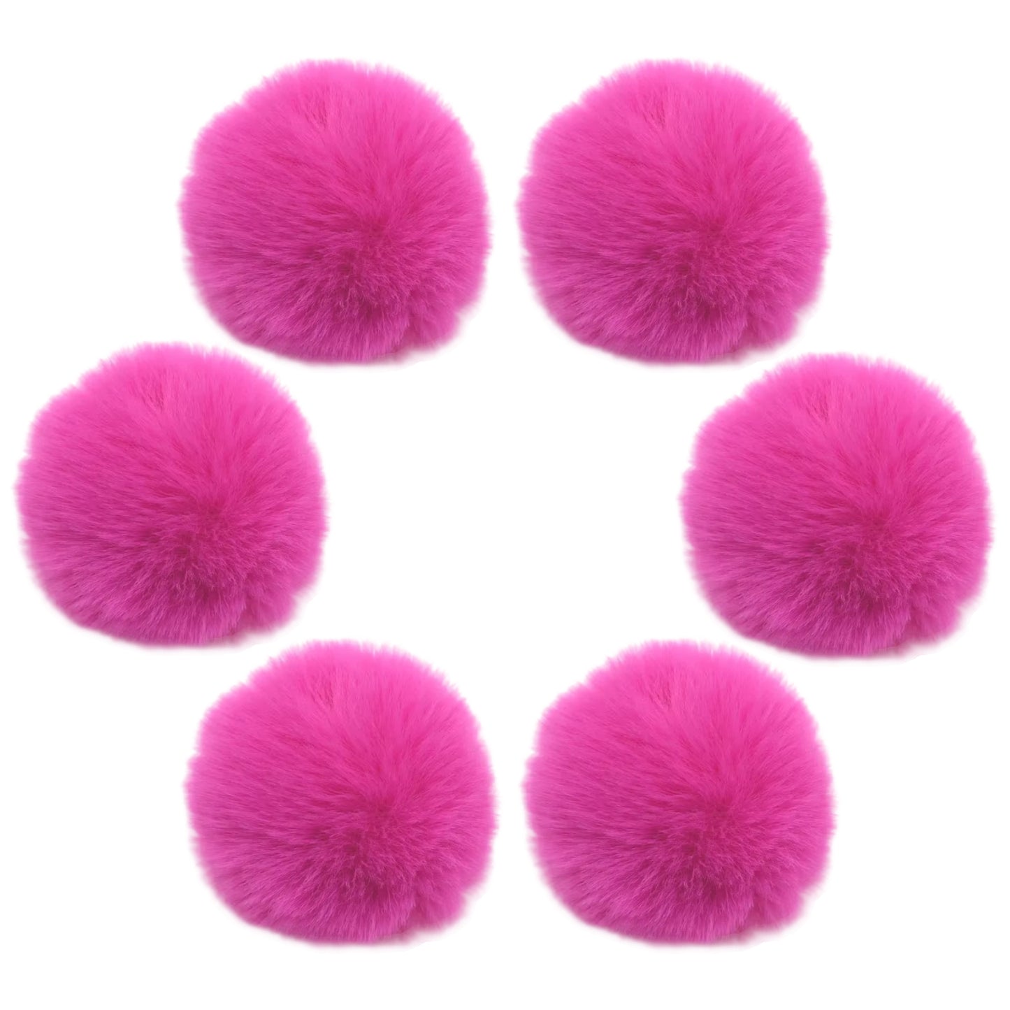 7.5cm Faux Rabbit Fur Ball for DIY Crafts, Keychains, and Decorations, 6-Pack