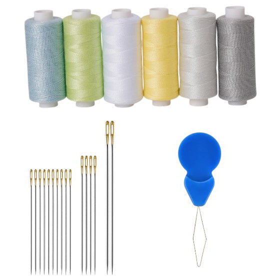 6-Piece Polyester Sewing Thread Kit with Needles and Threader for Hand Sewing and Embroidery