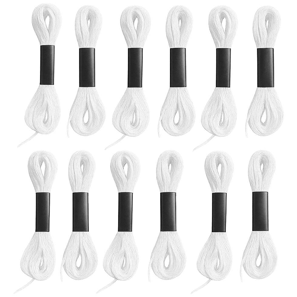 Embroidery Floss 6 Strand Cotton Thread for Cross Stitch, Needlepoint, and Crafts, Pack of 12