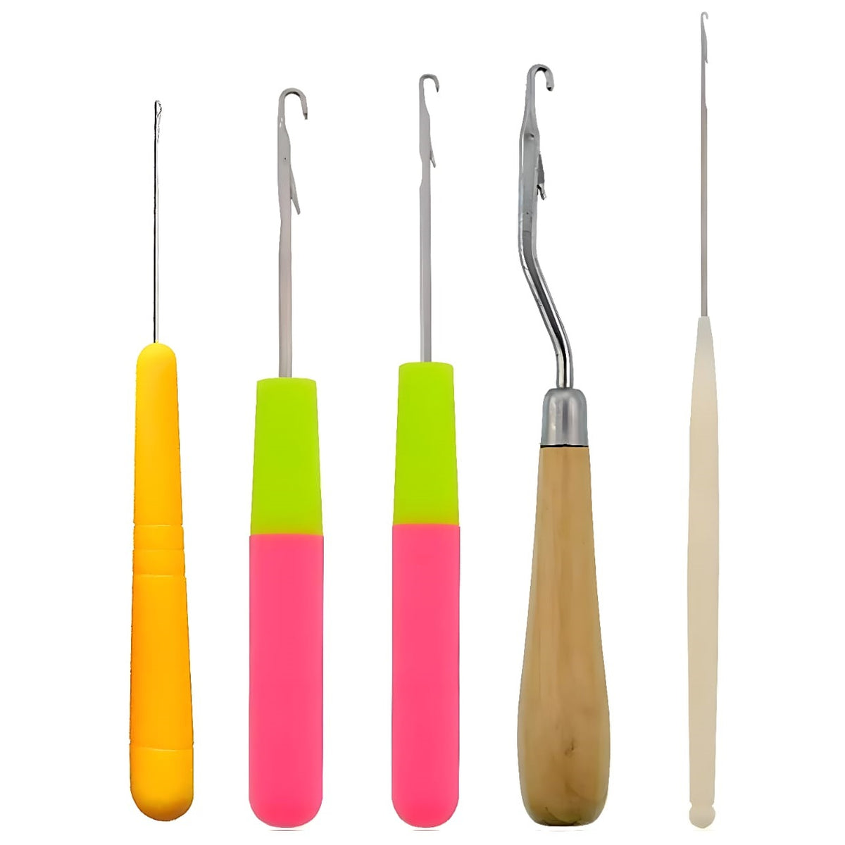5 Sizes Latch Hook Crochet Needle Set for Hair Braiding Rug Making and DIY Crafts
