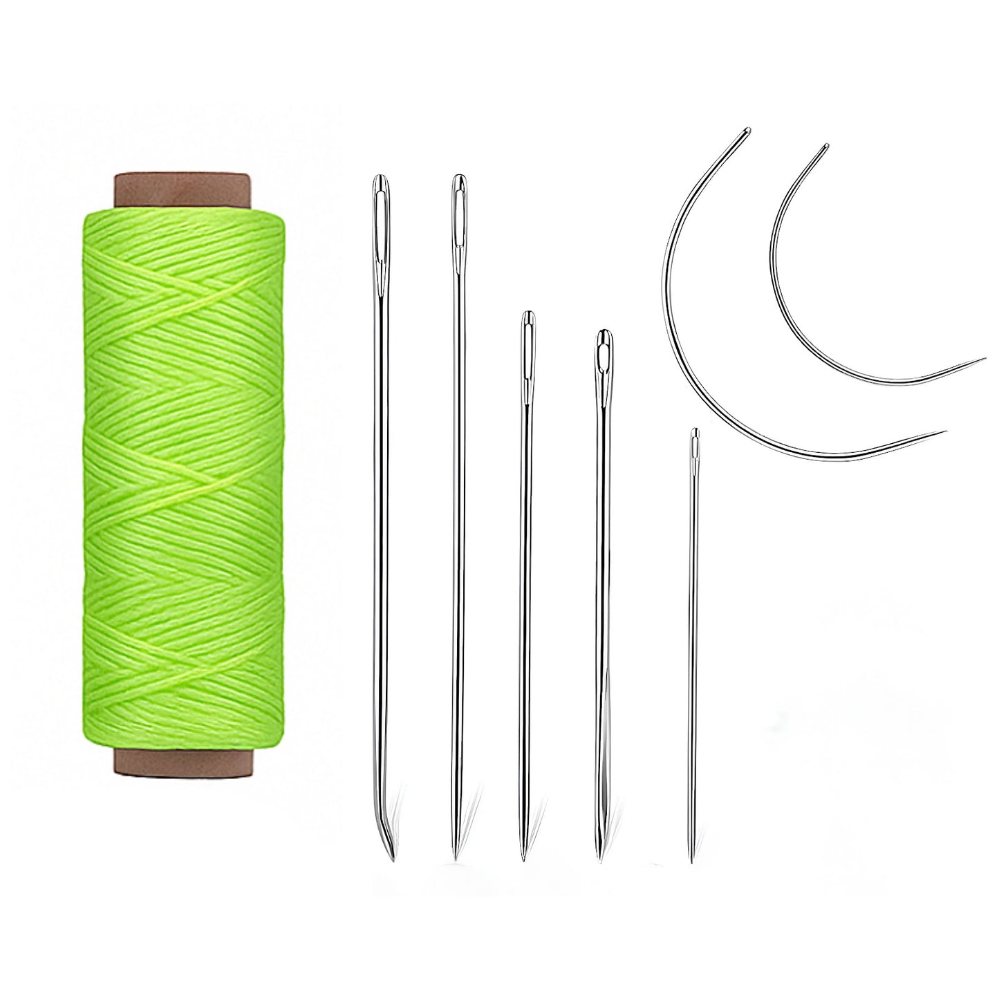 Waxed Thread Upholstery Needle Set with 7 Hand Sewing Needles for Leather Repair