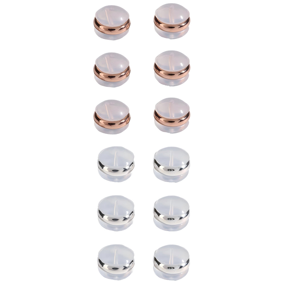 Soft Silicone Earring Backs for Studs, Hoops, and Fish Hook Earrings Hypoallergenic, Pack of 12