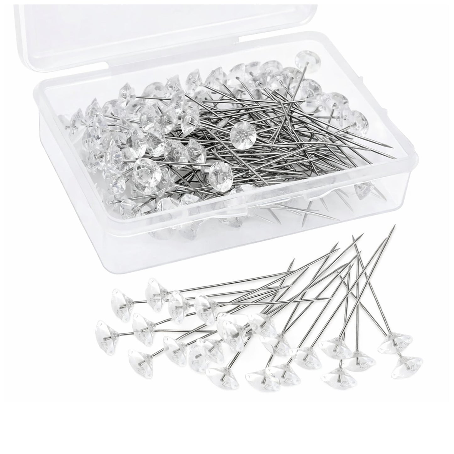 Crystal Diamond Head Straight Pins for Bouquet Arrangements Sewing Crafts Wedding and Jewelry Decoration