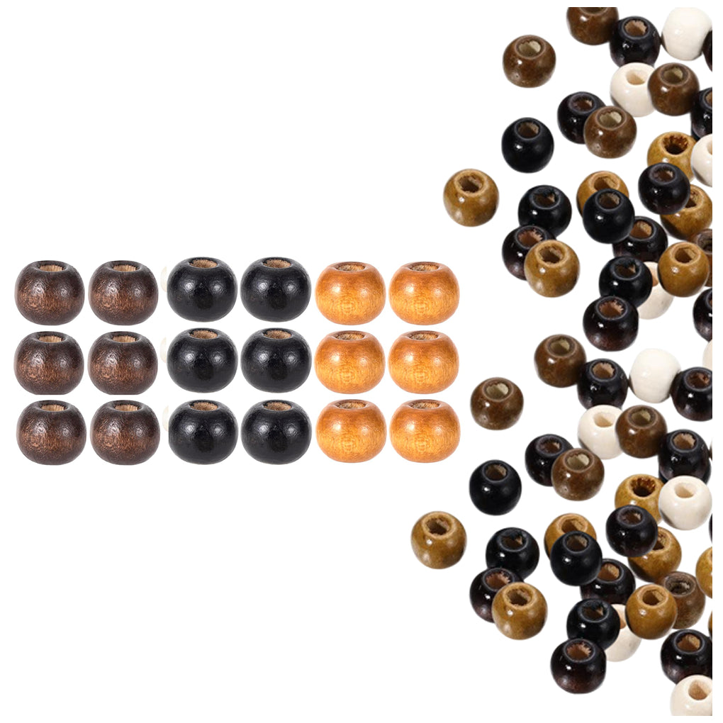 Natural Maple Wood Round Beads 9x10mm for Jewelry, Macrame, Hair, and DIY Crafts, Pack of 100