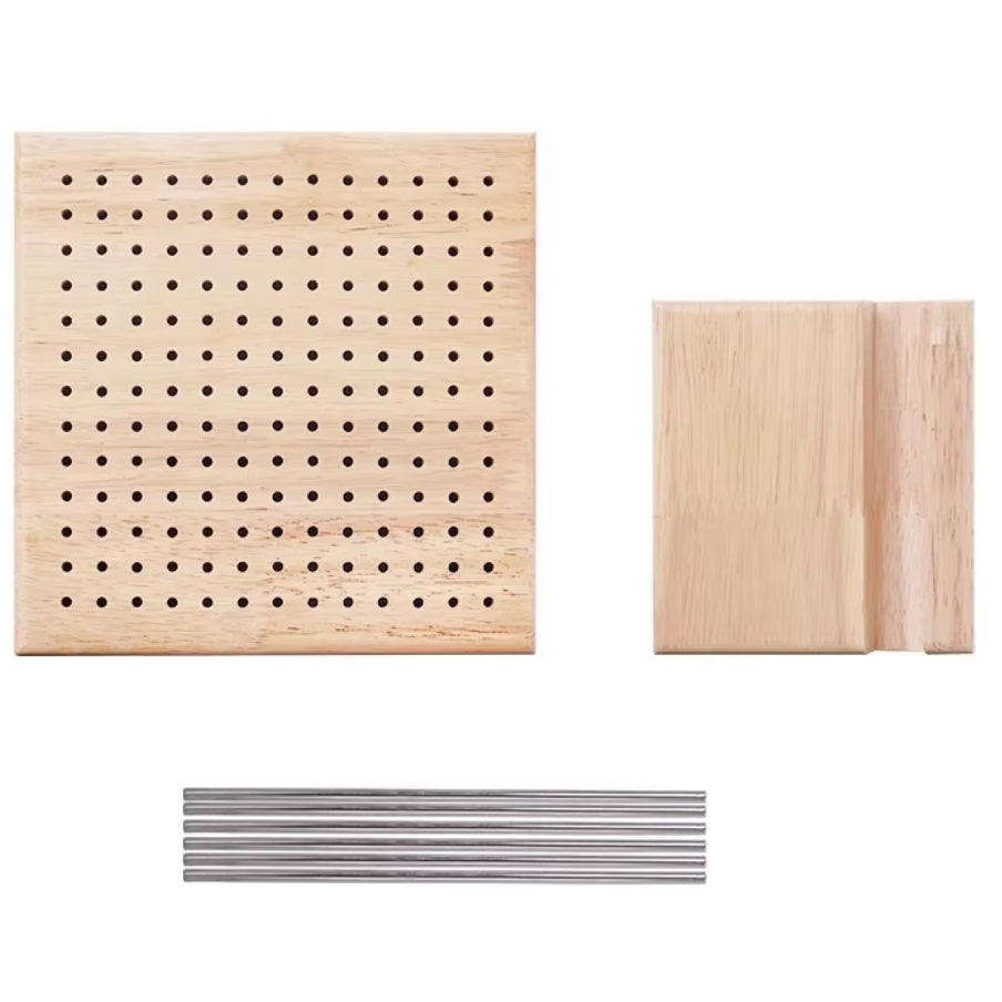 Portable Solid Wood Knitting Crochet Board with Steel Needles, Ideal for Crochet Projects & Gifts