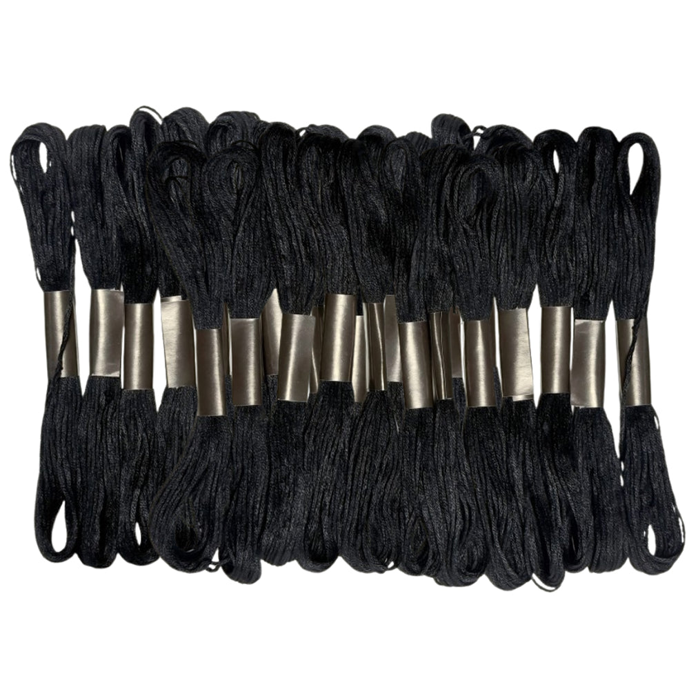 Black and White Embroidery Floss Thread for Cross Stitch and Bracelet Making, Pack of 24
