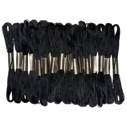 Black and White Embroidery Floss Thread for Cross Stitch and Bracelet Making, Pack of 24