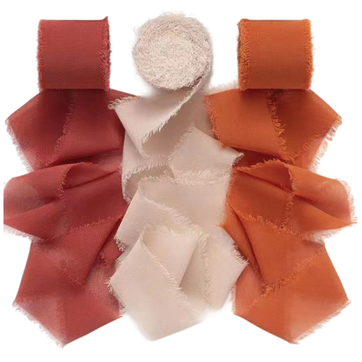 1.5 Inch x 7 Yards Chiffon Silk Ribbon Set for Wedding Bouquets, Gifts, and Decorations, Pack of 3