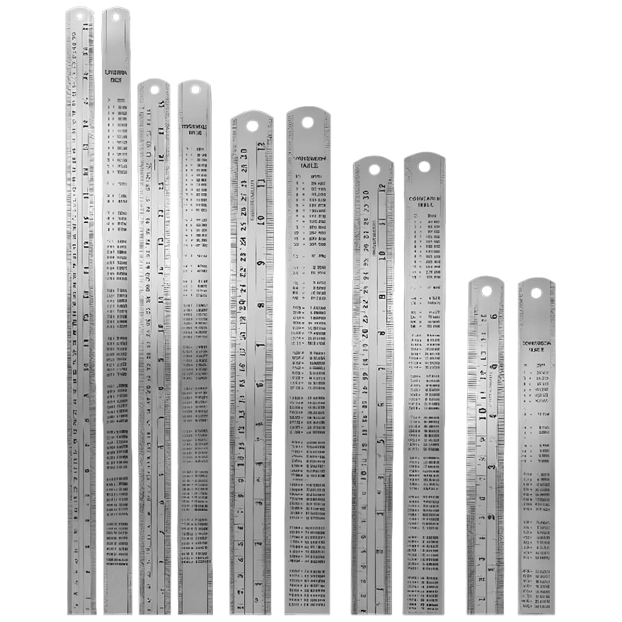Stainless Steel Ruler with Conversion Table Metal Measuring Rule for School Office Engineering and DIY Use