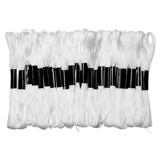 White Embroidery Floss Thread for Cross Stitch, Hair Wraps, and Bracelet Making, Pack of 24