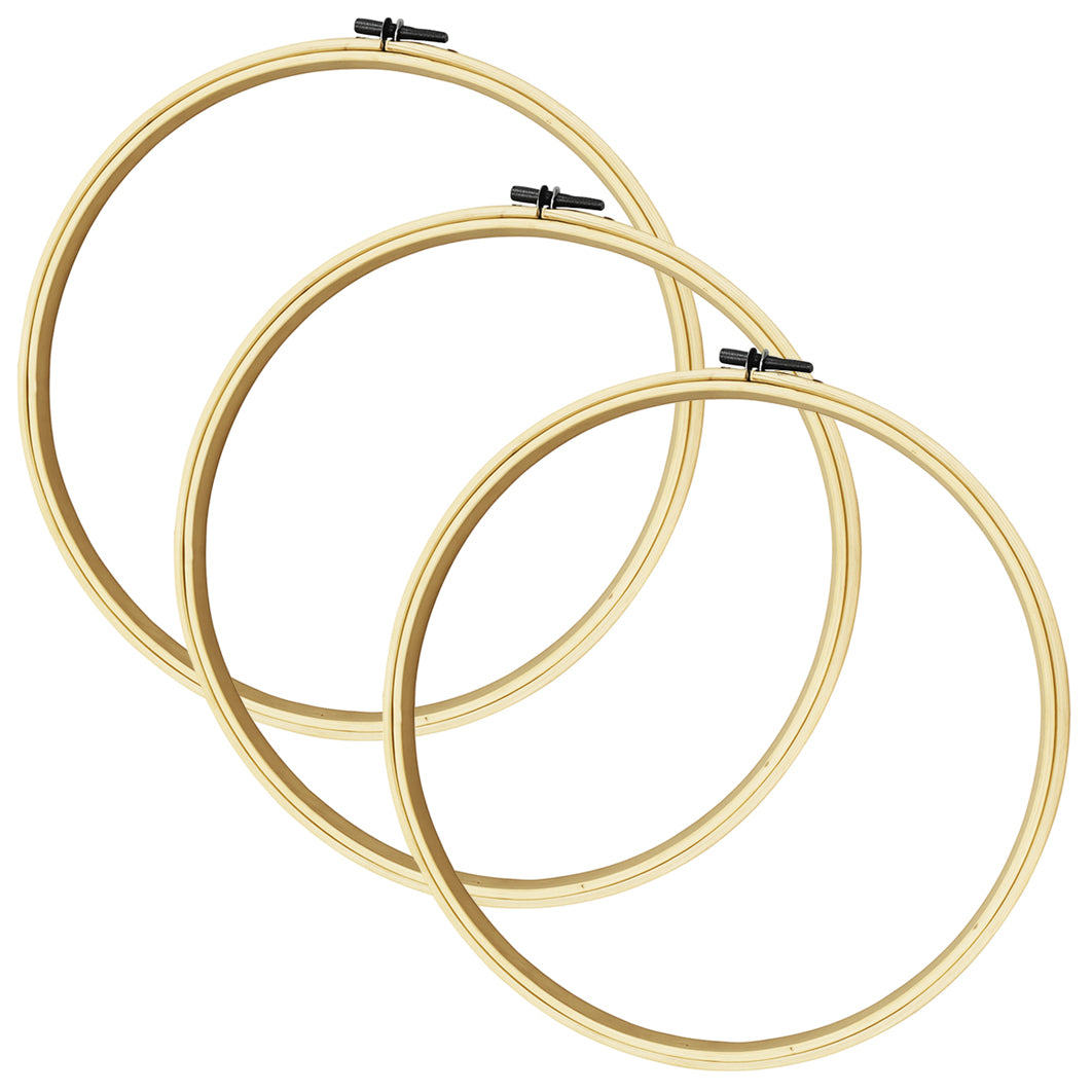 3 Pieces 8 Inch Bamboo Embroidery Hoops Set for Cross Stitch and Needlework