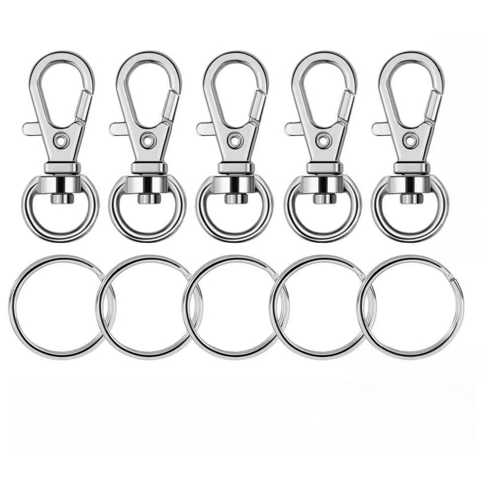 Metal Swivel Lobster Claw Keychain Clips with Large Key Rings for Keychain Making and DIY Craft Projects