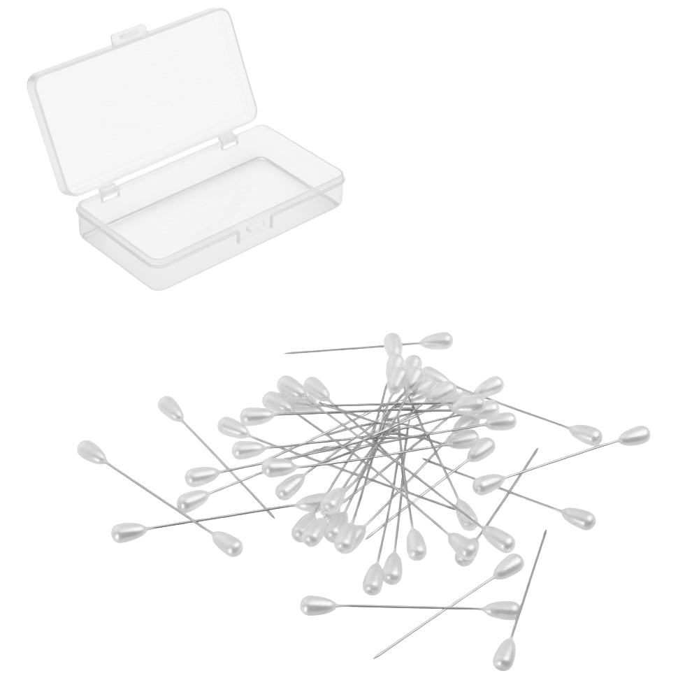 Teardrop Pearl Corsage Pins 2 Inch with Transparent Box for Wedding Bouquet Boutonniere and DIY Crafts