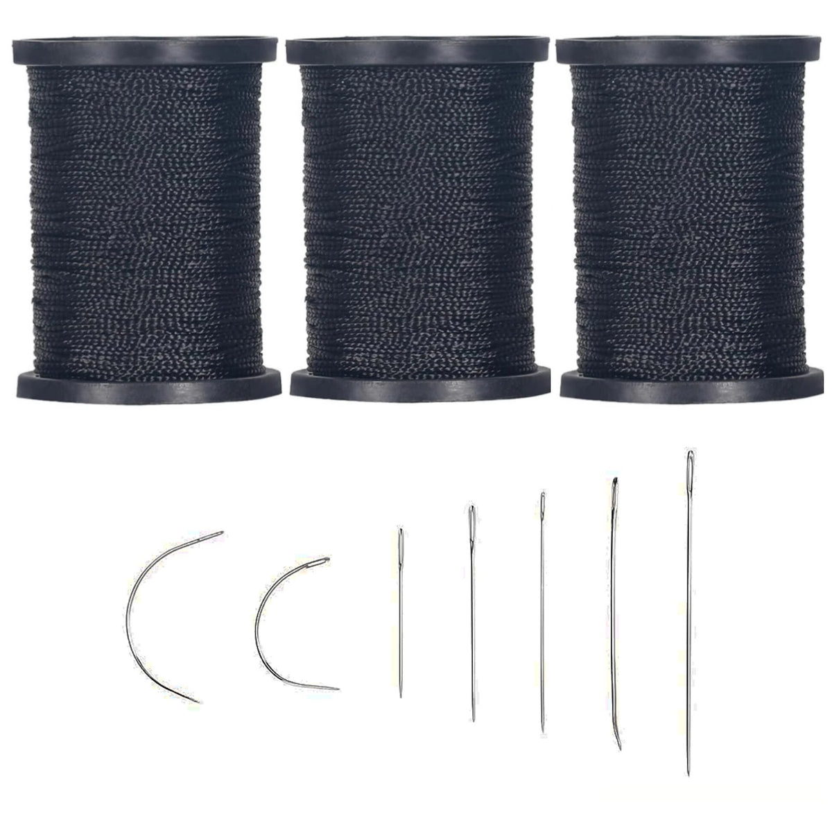 Heavy Duty Upholstery Repair Sewing Thread Kit with Leather and Canvas Needles and Nylon Thread Rolls