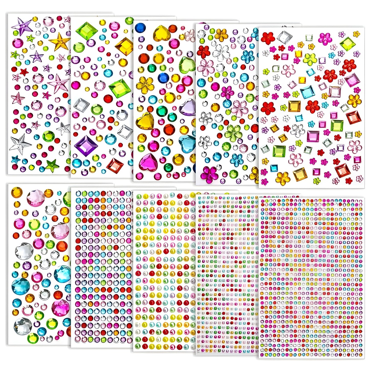3228 Pieces Self Adhesive Acrylic Gem Stickers Waterproof Rhinestone Craft Stickers for DIY Crafts and Kids Decoration, Pack of 10