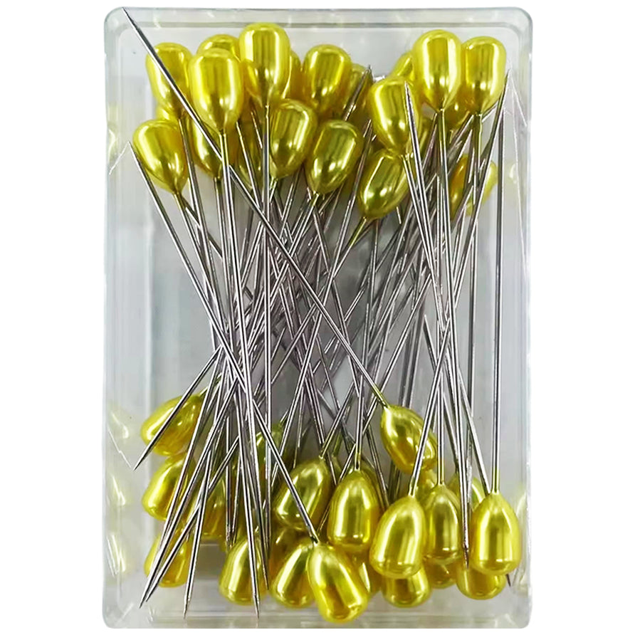 Teardrop Pearl Head Pins 54mm Sewing Wedding Bouquet Corsage Jewelry Craft Pins DIY Floral Decorations, Pack of 100