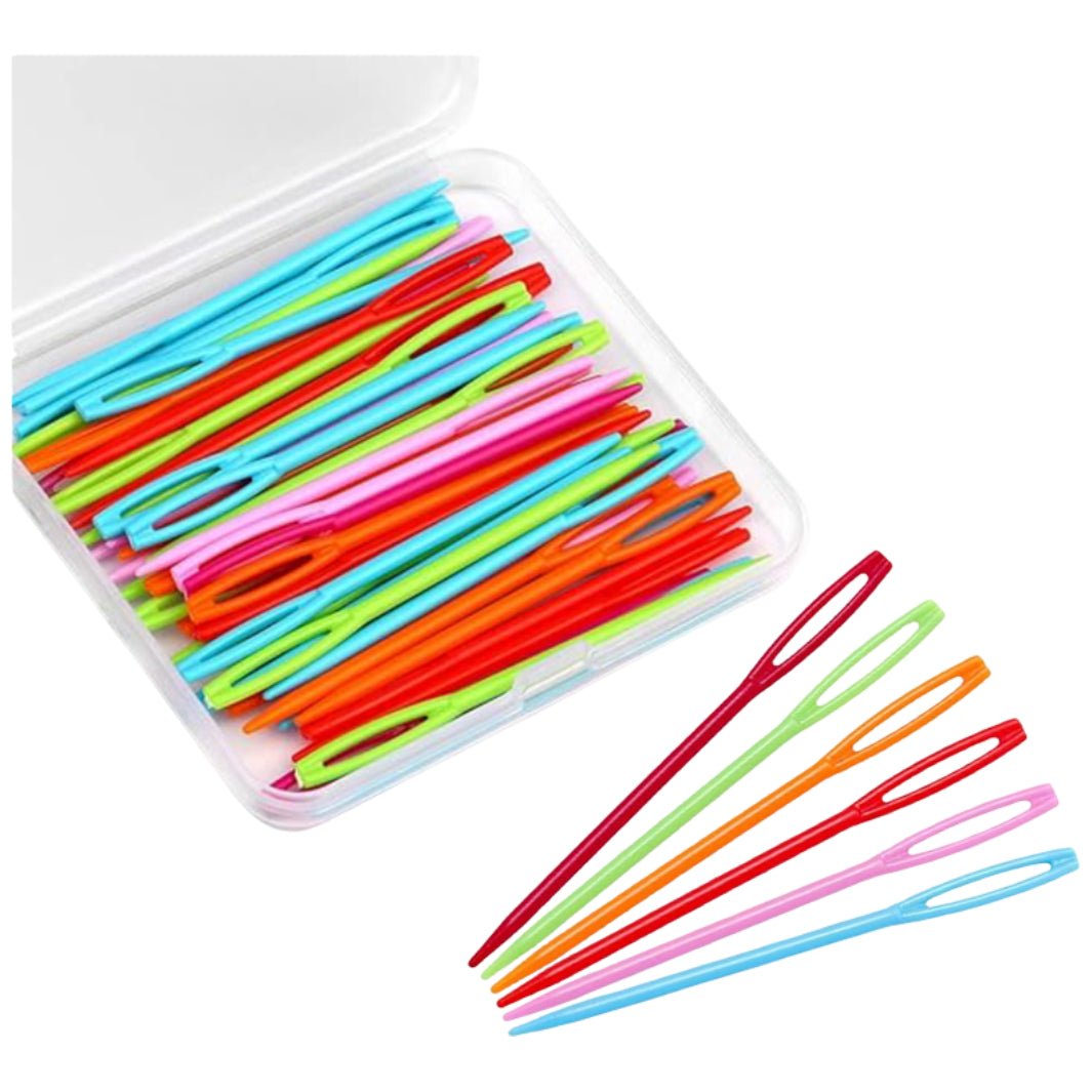 48pcs 2.7 Inch Large Eye Plastic Sewing Needles for Yarn, Lacing, and Kids’ Craft Projects