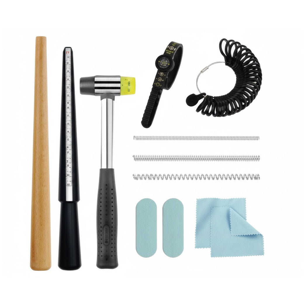 Metal Ring Sizer Measuring Kit With Mandrel Mallet and Ring Reshaper Tool for Women and Men