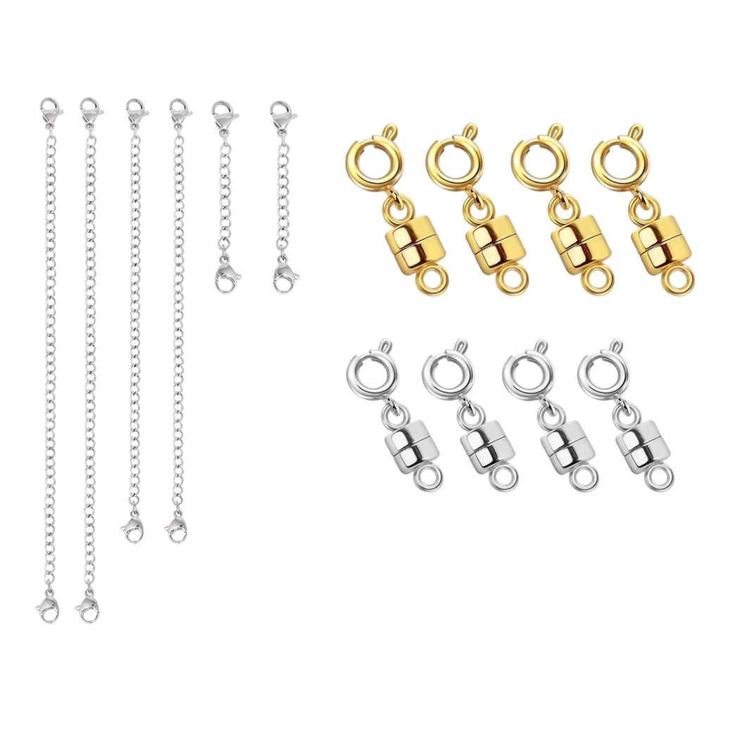 Magnetic Necklace Clasp and Chain Extender Set for Jewelry Repair Bracelets and DIY Accessories