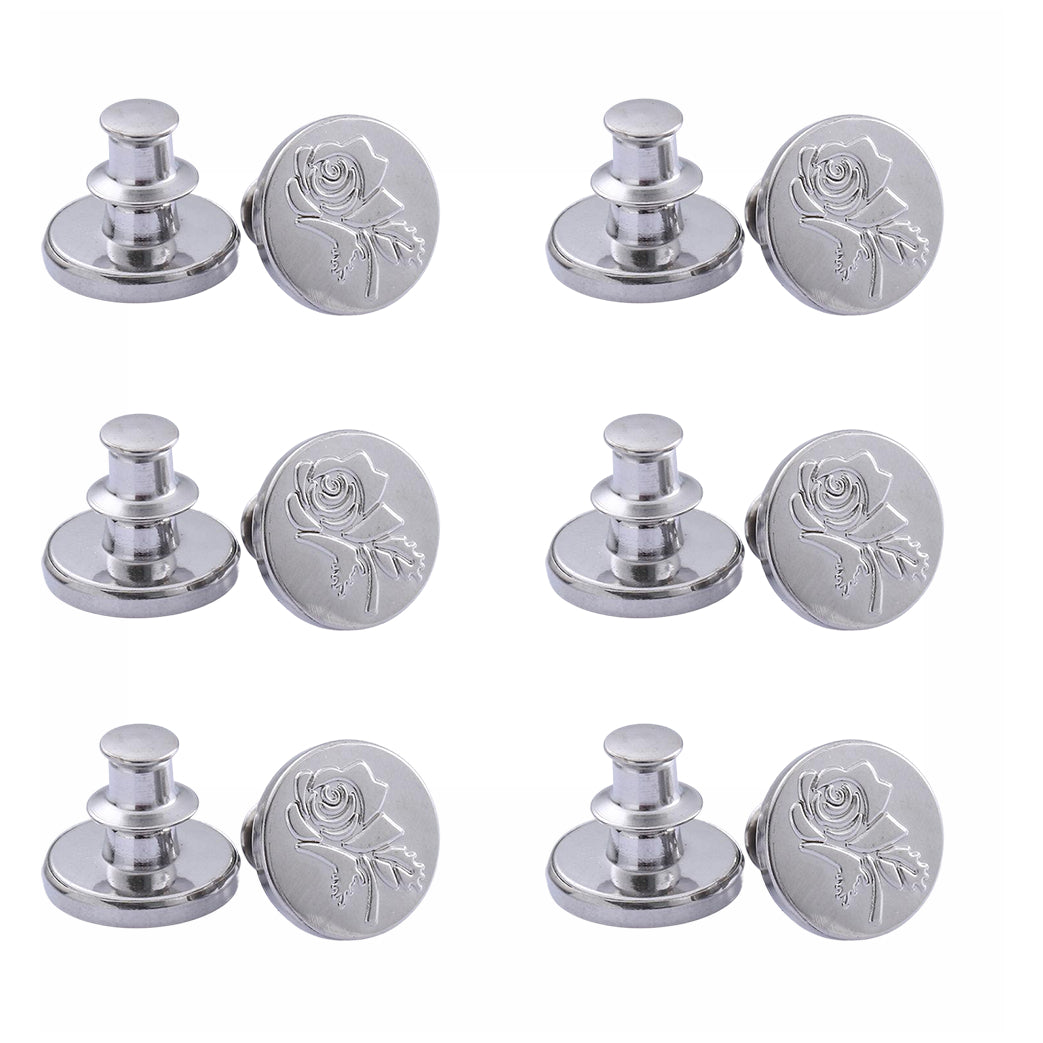 No Sew Jean Button Pins Adjustable Reusable Waist Tightener for Loose Jeans. Set of 12