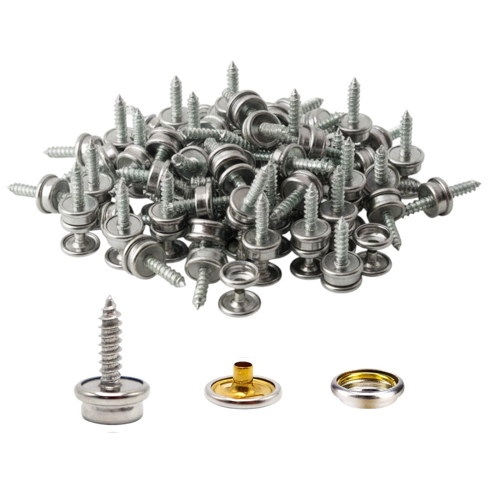 Marine Grade Stainless Steel Snap Fasteners Kit 3/8 Inch for Boat Cover Canvas Leather Fabric Clothing, Set of 50