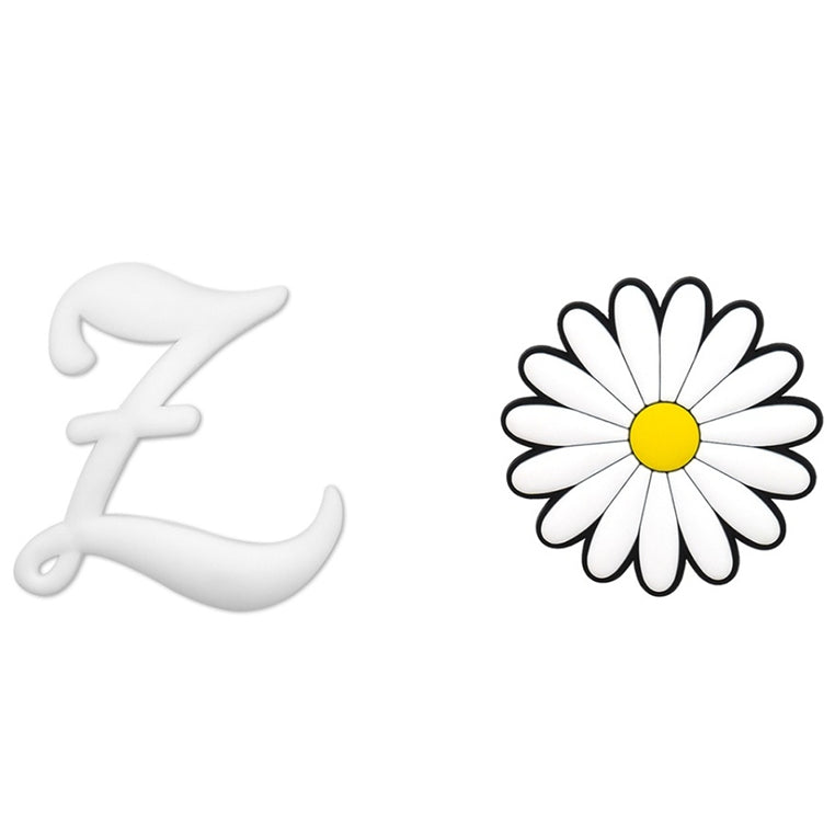 2pcs Letter and Flower Charms for Hand Bag, Decorative Alphabet Accessories Compatible with Rubber Tote