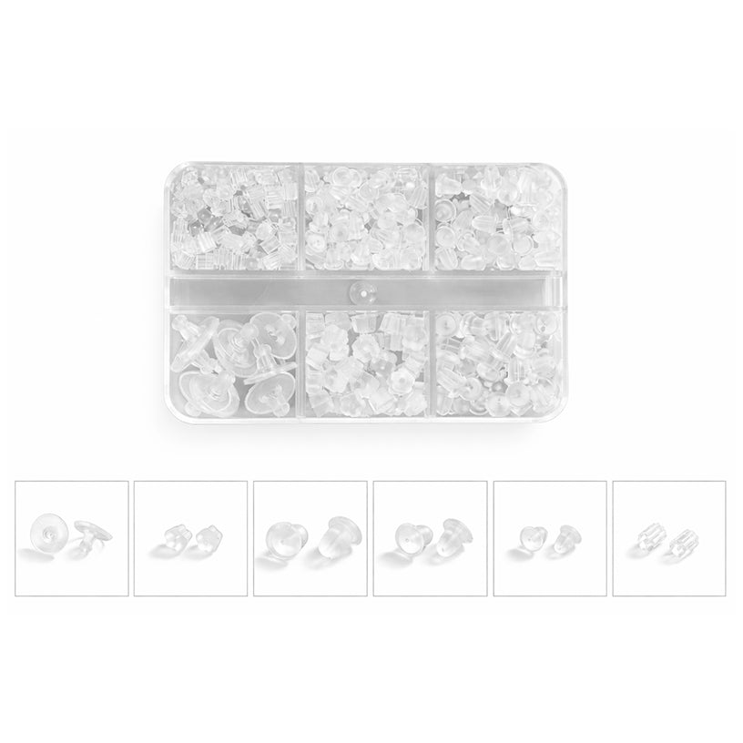 6 Styles Earring Backs Hypoallergenic Metal Bullet Replacements for Studs and Hoops