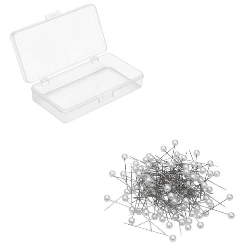 Round Pearl Head Push Pins 1.5 Inch with Transparent Box for Sewing Crafts Knitting and Map Pins