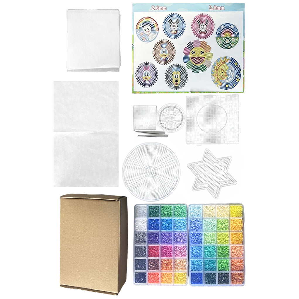 24000 Mini Fuse Beads Kit 2.6mm with Pegboards and Tweezers for Pixel Art DIY Crafts