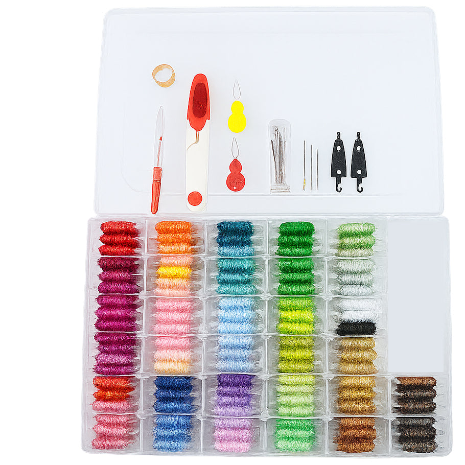 Embroidery Floss Kit With Cotton & Metallic Threads for Cross Stitch, Bracelets, and Crafts
