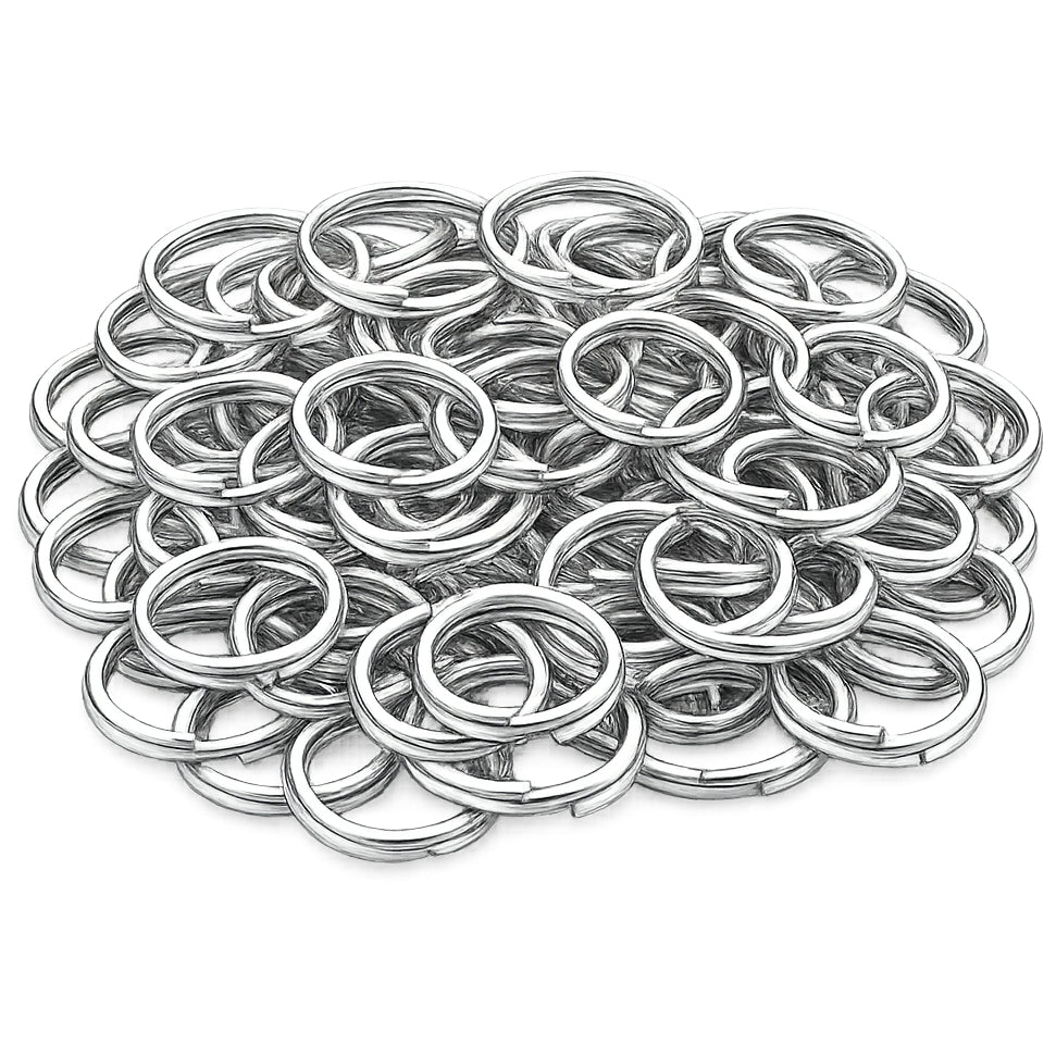 1/2 Inch Stainless Steel Split Key Rings Silver 15mm Heavy Duty Keychain Ring, Pack of 60