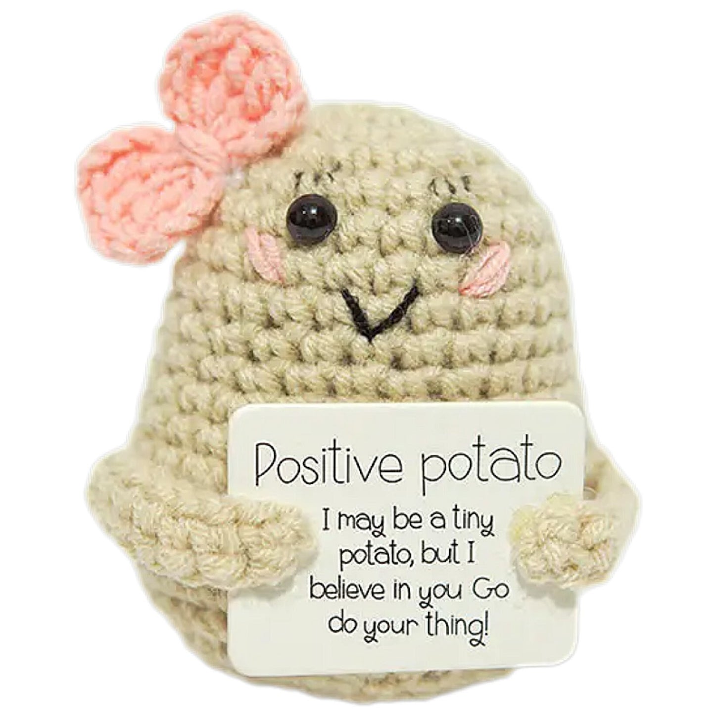 Mini Funny Positive Plush Toy,Soft Wool Knitting Toy 3 Inch Cute Crochet Doll with Positive CardDecoration Encouragement Support for Birthday Room Decor