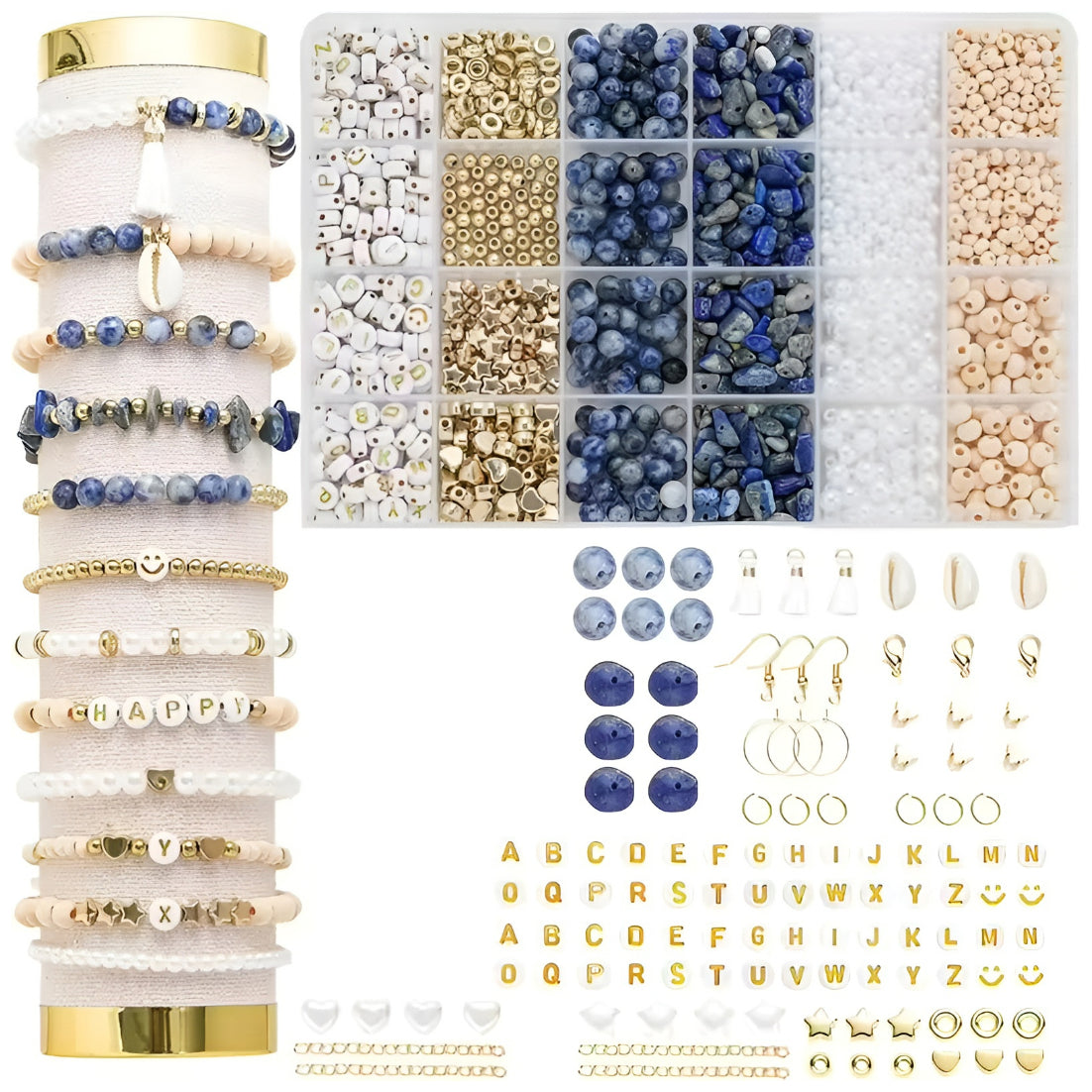 Natural Stone Beads Jewelry Making Kit Irregular Gemstone Supplies for DIY Bracelets Necklaces Earrings Adults