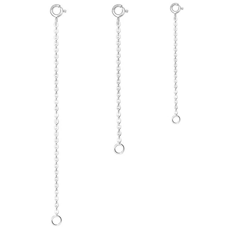 925 Sterling Silver Necklace Extenders for Women Bracelets Anklets Jewelry Making, Pack of 3