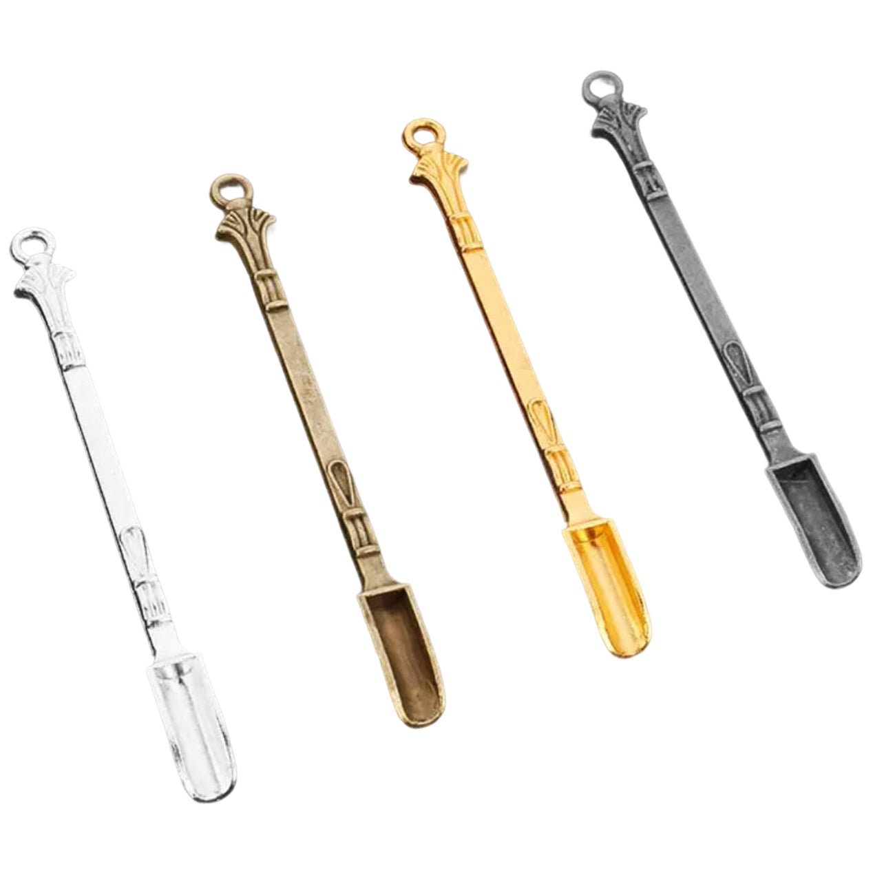 Mini Metal Spoon Shovel Pendant for Medicine, Crafts, Necklaces, and Home Supplies, 84mm Multicolor
