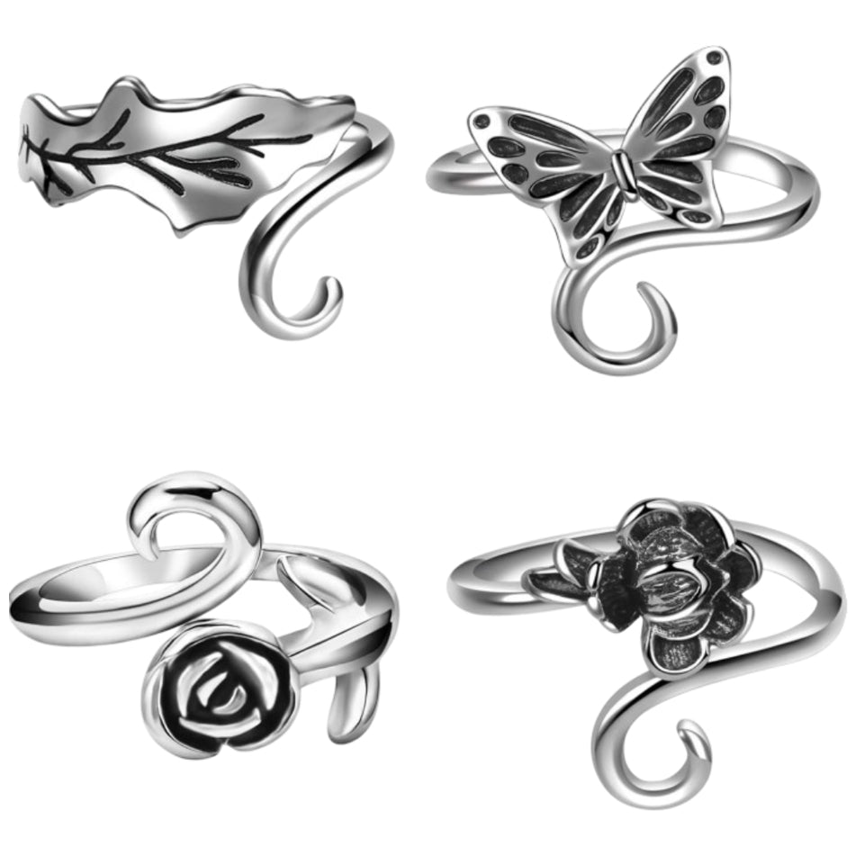 4pcs Adjustable Crochet Yarn Tension Rings with Cute Designs for Knitting and Finger Yarn Guide