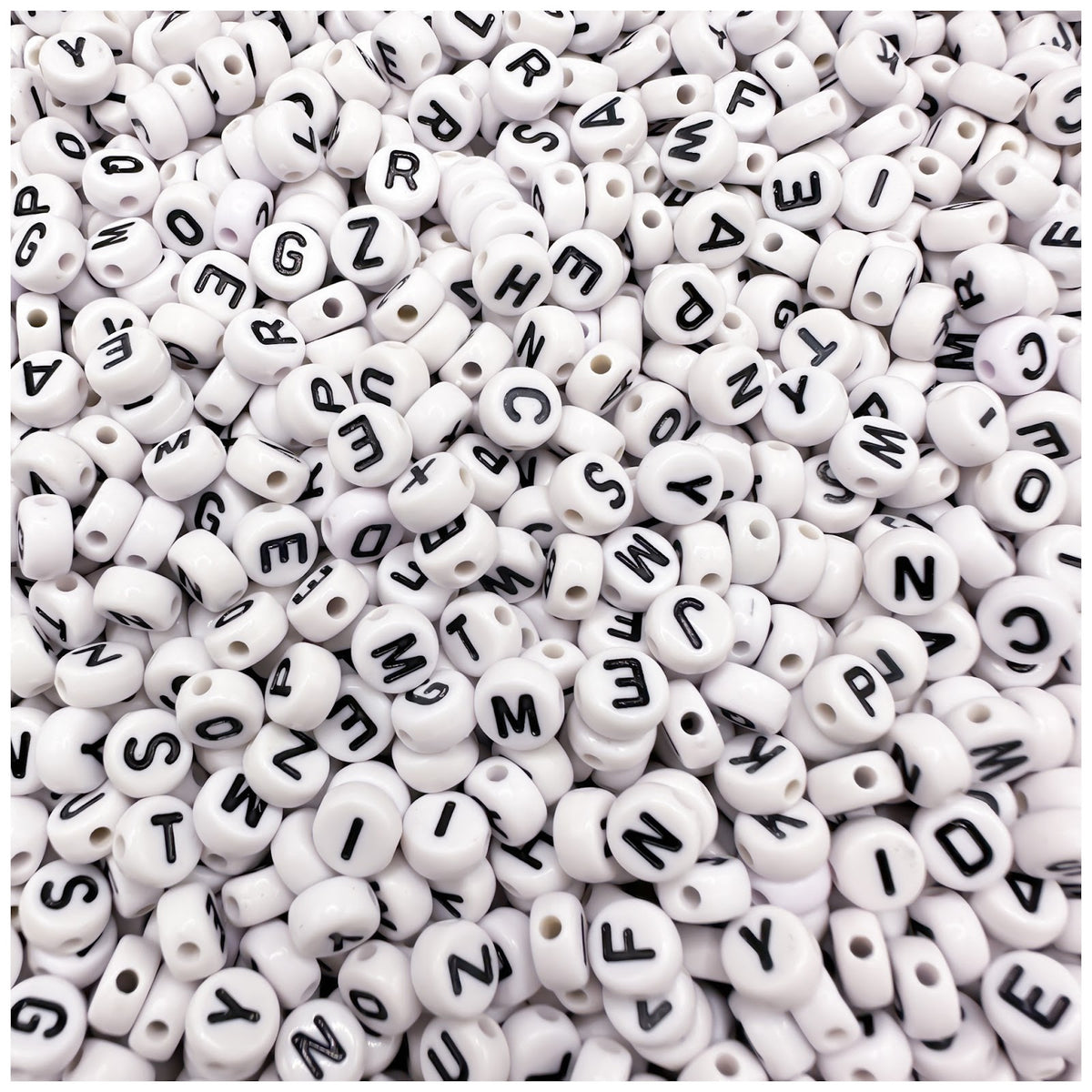 White Round Acrylic Alphabet Letter Beads for Bracelet and Jewelry Making 4x7mm, Pack of 300