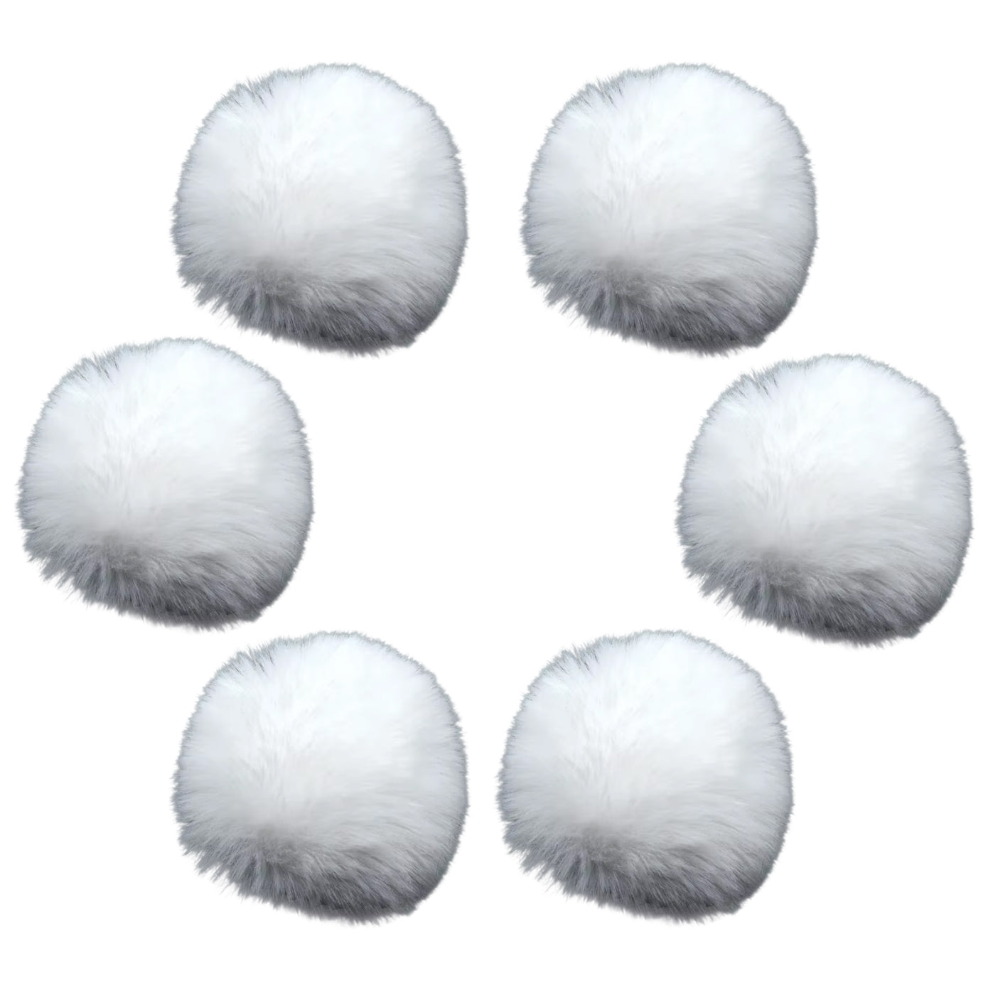 7.5cm Faux Rabbit Fur Ball for DIY Crafts, Keychains, and Decorations, 6-Pack