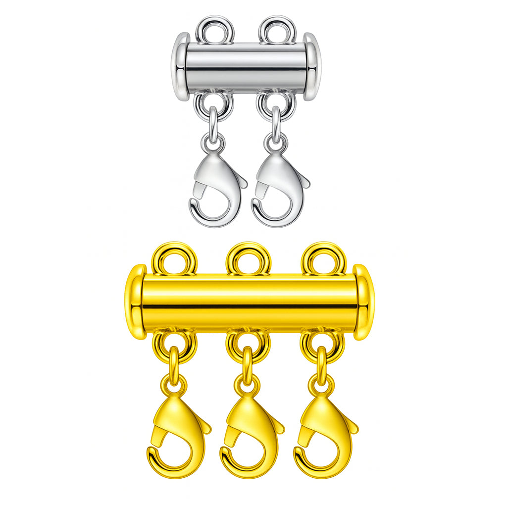 Magnetic Slide Lock Necklace Layering Clasp Connector for Multi Strand Chains and Secure Jewelry Fastening