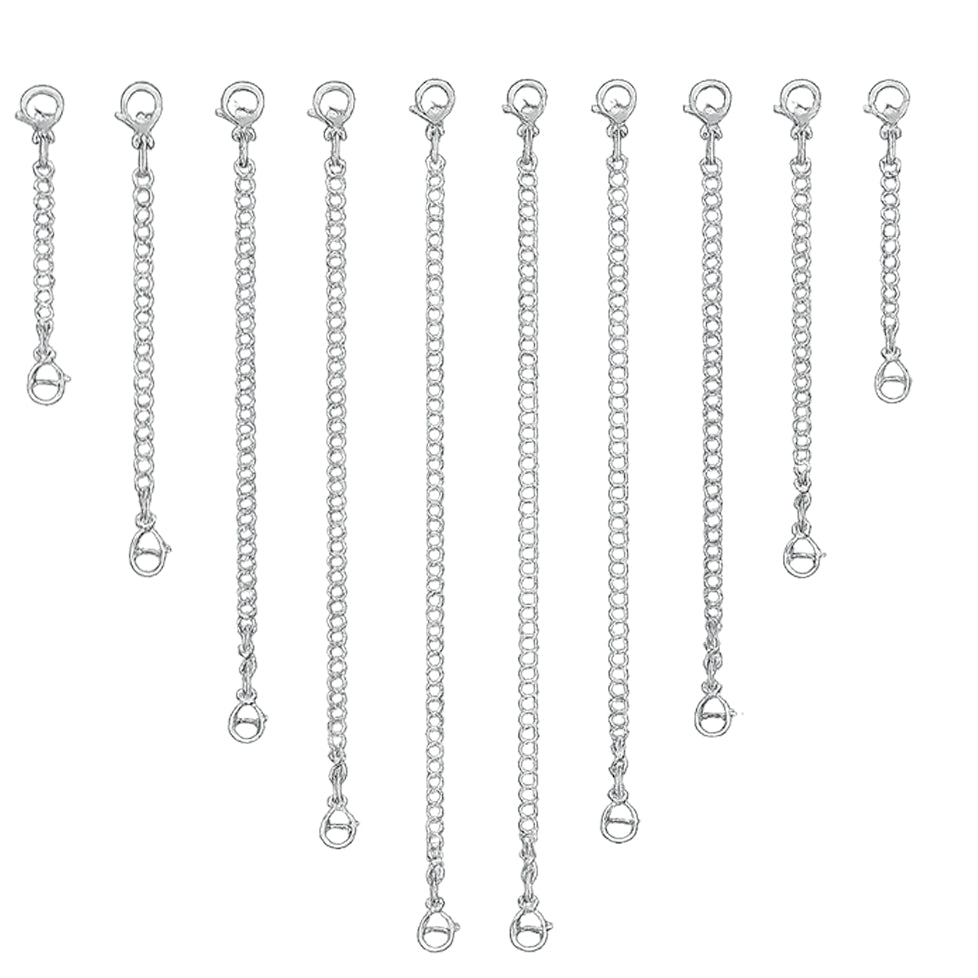 Stainless Steel Necklace Extender Chains for Bracelets Jewelry Making and Adjustable Necklace Length, Set of 10