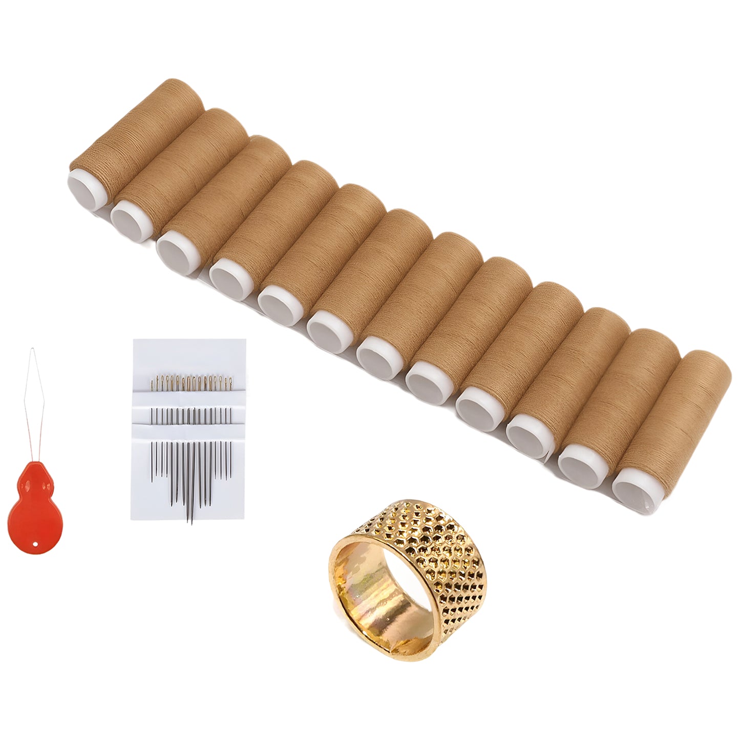 12 Color Sewing Thread Kit 300M Polyester Spools with Needles and Threader for Hand and Machine Use