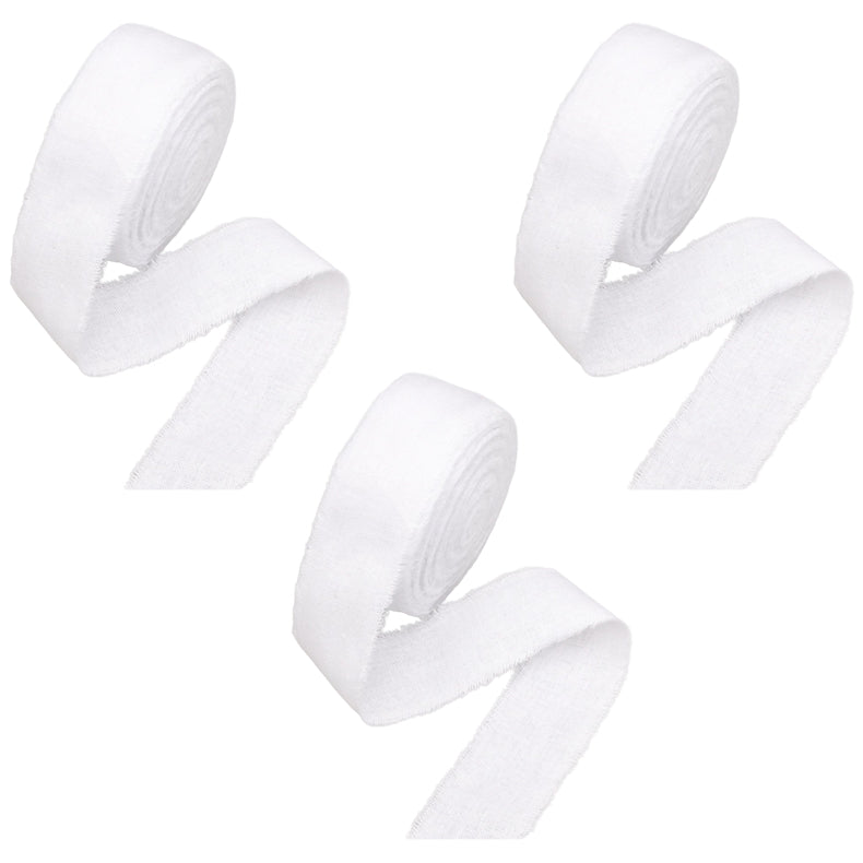 Cotton Frayed Fringe Ribbon 0.79 Inch x 18 Yards for DIY Crafts Wedding Gift Wrapping, Pack of 3