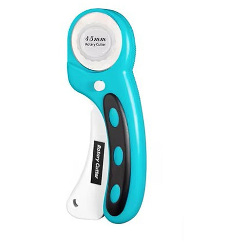 45mm Ergonomic Rotary Fabric Cutter with Blade Cover and Squeeze Trigger for Sewing and Quilting