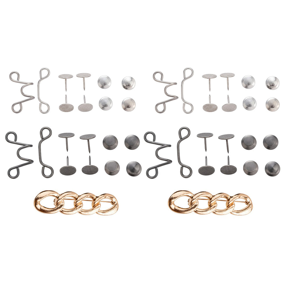4 Sets Waist Cinching Buckles and 2pcs Pin Waist Cincher Clips for Jeans Dresses Skirts No Sew