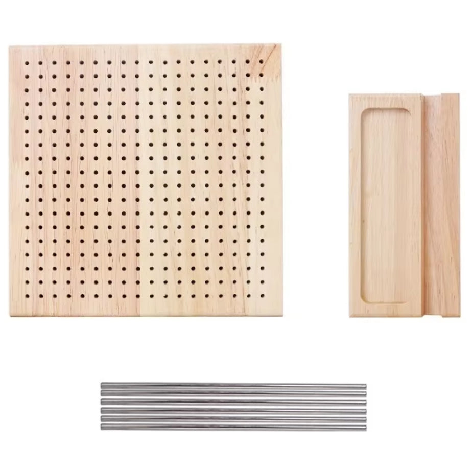 Portable Solid Wood Knitting Crochet Board with Steel Needles, Ideal for Crochet Projects & Gifts