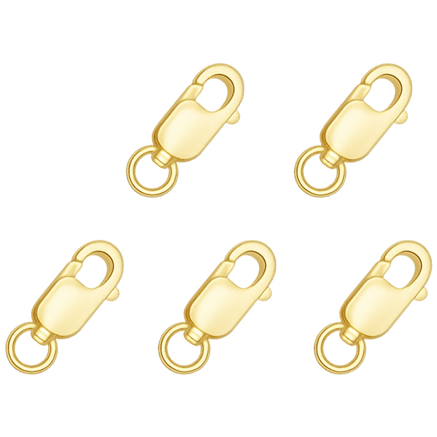 18K Gold Rectangle Lobster Claw Clasps with Jump Rings for DIY Jewelry Making, Hypoallergenic Nickel Free