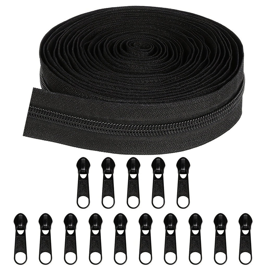 Nylon Coil Zipper Bulk Set with Replacement Sliders for Sewing Bags, Garments, Pouches and DIY Craft Projects